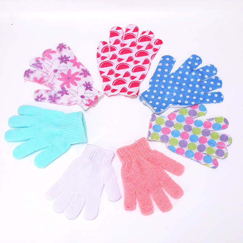 Five-Finger Nylon Body Exfoliating Cream Shower Gloves
