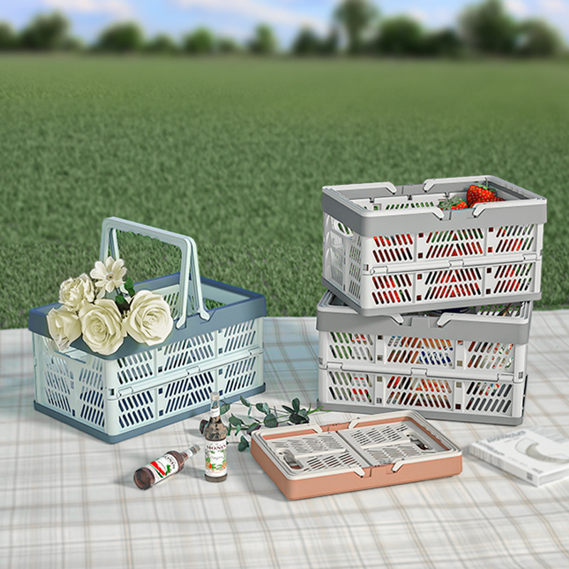 Большая пластиковая корзина для пикника с ручкой