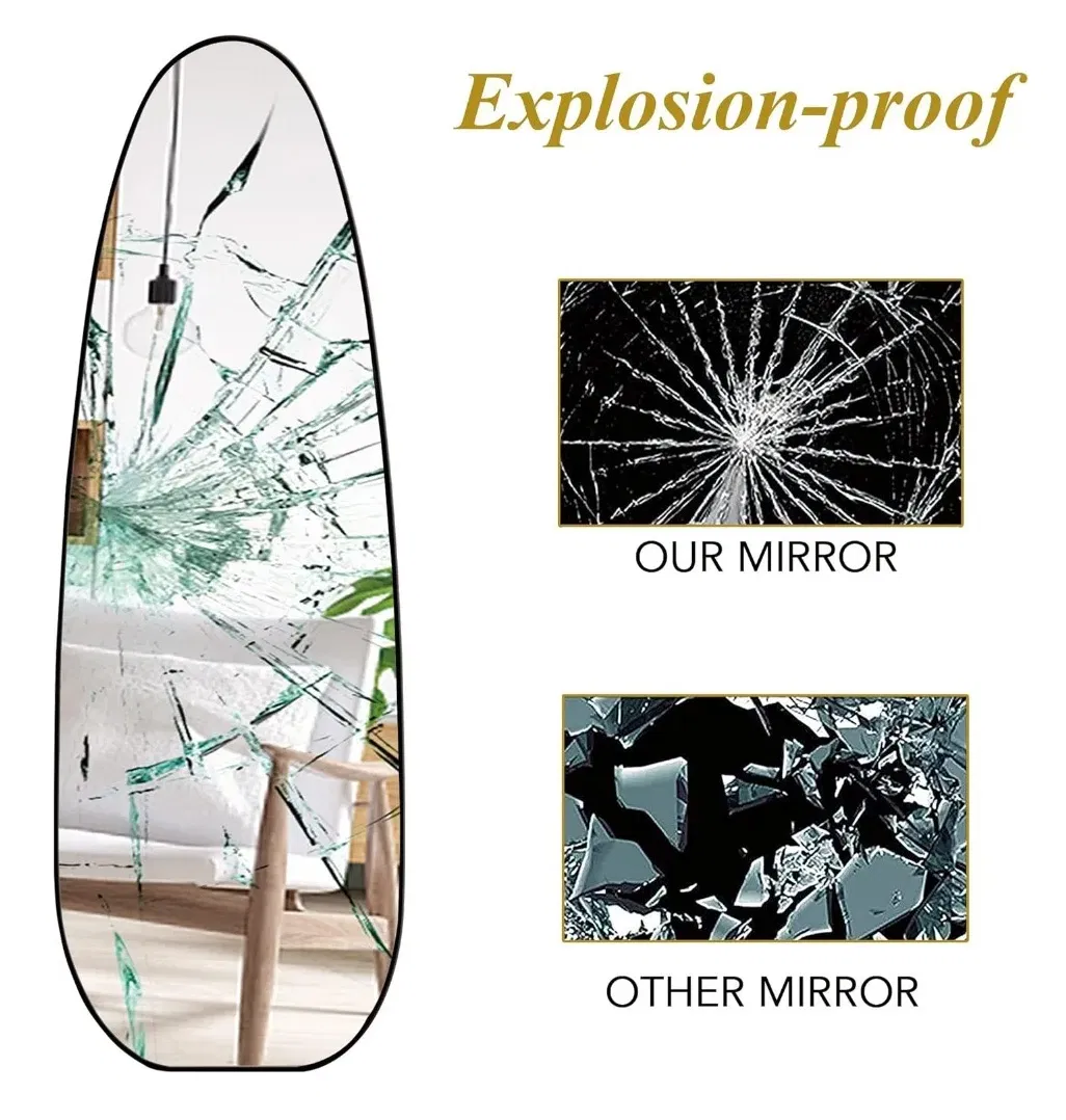 Irregular Floor Length Mirror with Stand, Wall Mirror Rocket Shaped for Living Room, Bathroom