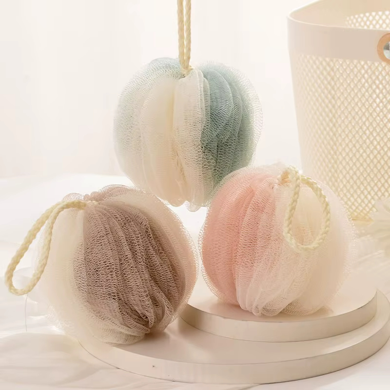 Sofe Natural Body Scrubber Mesh Shower Bath Balls Sponge Loofah Bath Sponge Body for Exfoliating Custom Logo