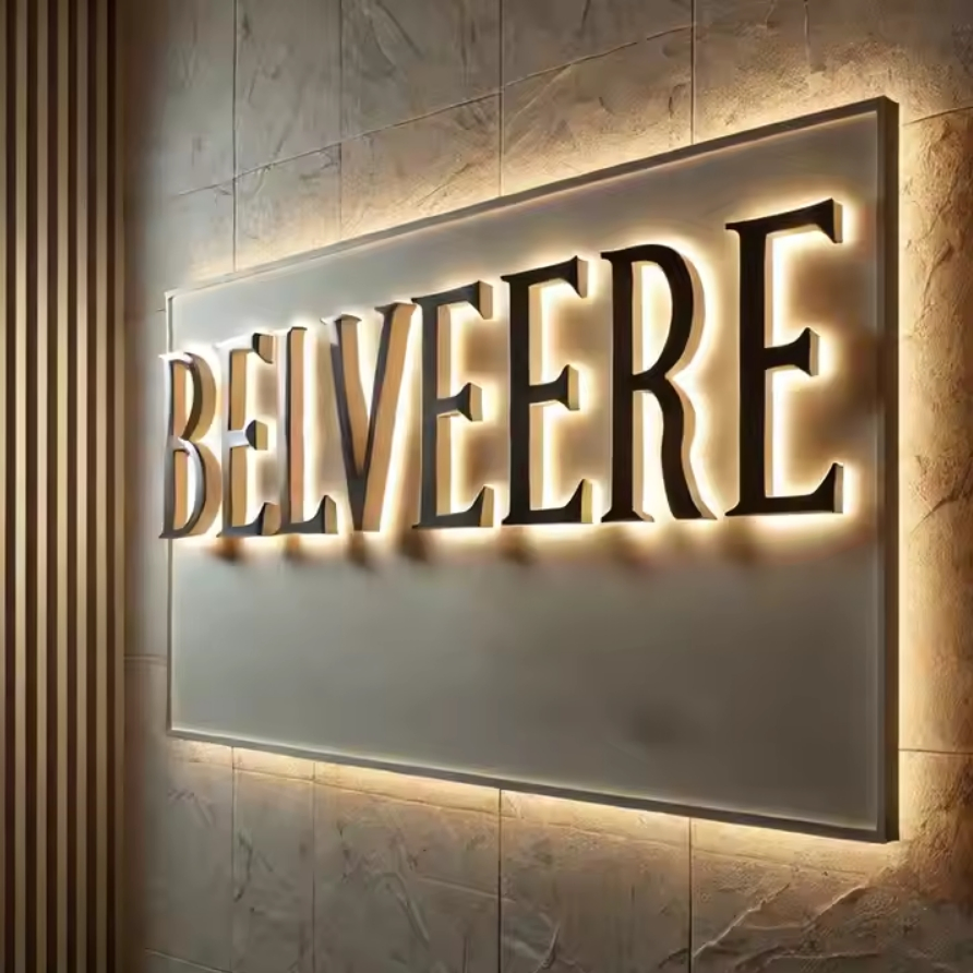 3D Outdoor Wall Mounted Lighting up Letter Logo LED Light Advertising Sign Board