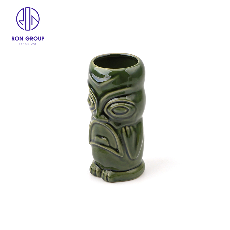 China Wholesale blue Green Tiki Mug Ceramic Tea Cup Drinkware Tableware for Restaurant Hotel