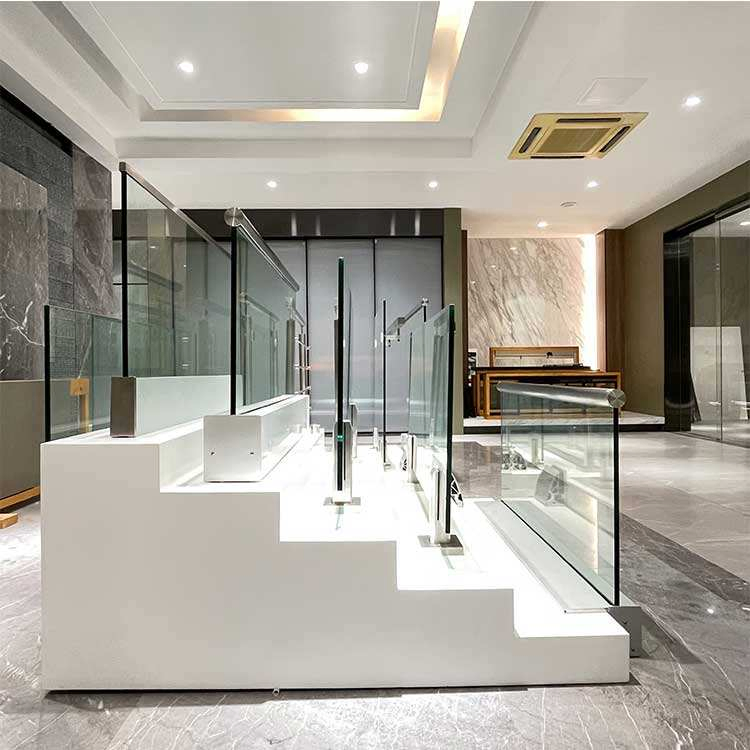 Stainless Steel Handrail Design Side Mounted Toughened Glass Railing