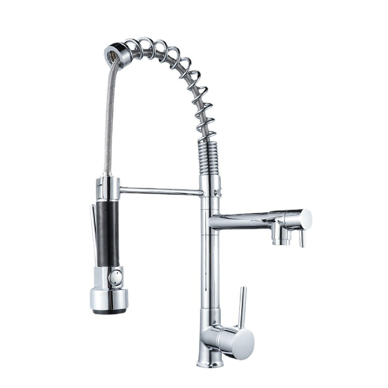 Wholesale Modern Single Handle Deck Mounted Kitchen Faucet Stainless Steel 360 Pull out Down Black Sink Mixer Hot Cold Water Tap