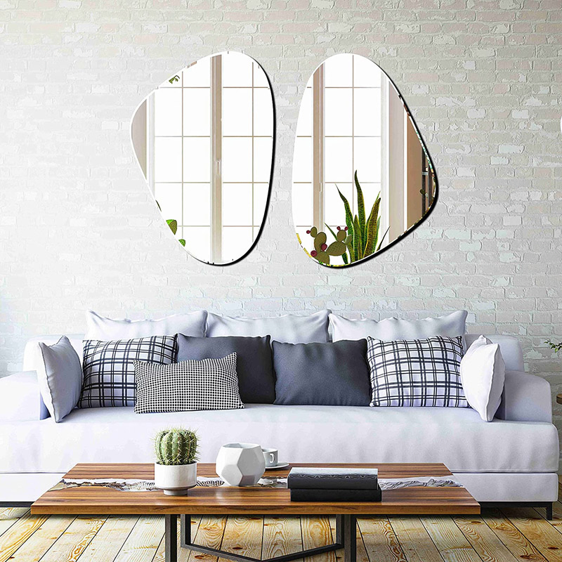 4 5 6mm Clear Frameless Round Rectangle Oval Shape Clear Tinted Edge Beveled Round Edge Silver Mirror for Bathroom, Living Room Decorative