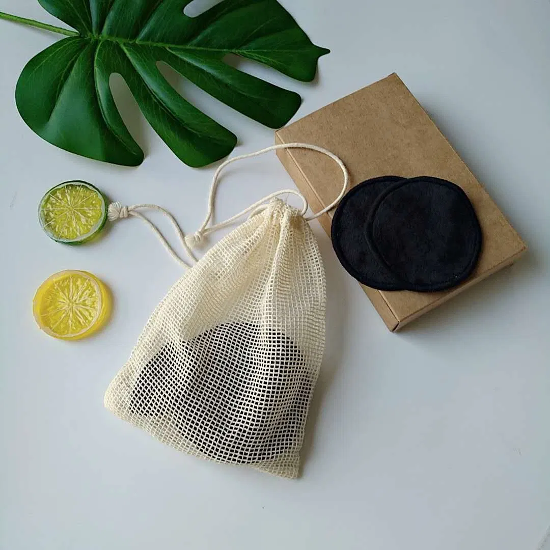 Reusable Makeup Remover Pads Microfibre Cloths Washable Round Face Pads for Cleansing 14 Pack Organic Make up Removal Pads (Black)