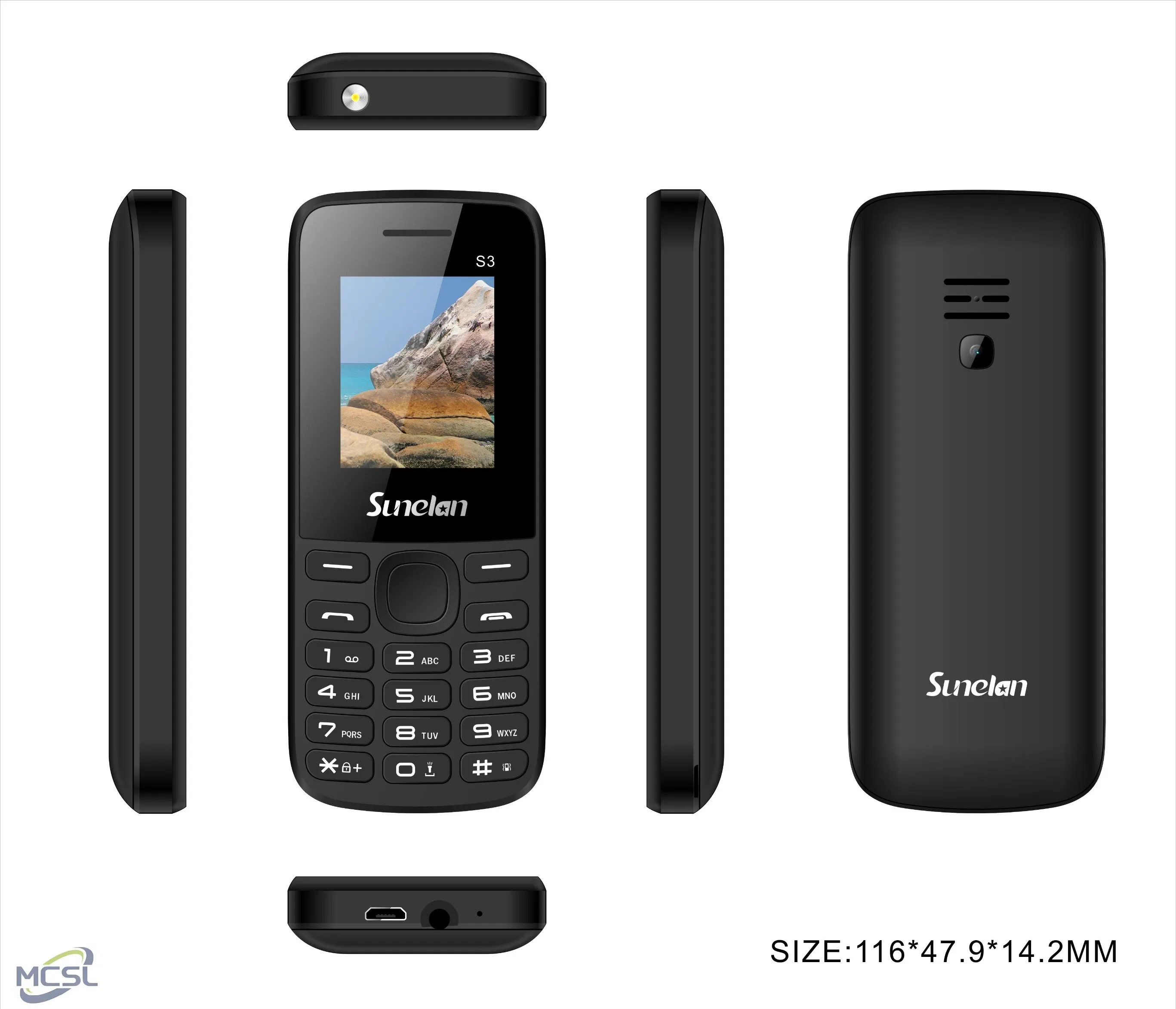 Кнопочный телефон Sunelan S3, 1.77 дюйма, 2G