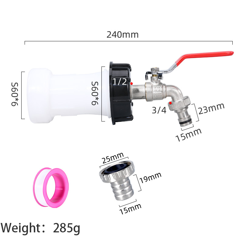 Plastic Extension Tube Kit with Brass Faucet Alloy Nipple Spout Center Cap