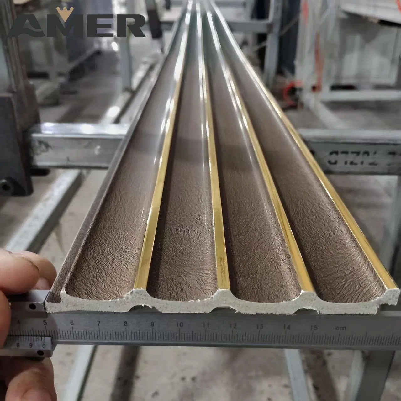 PS Wall Louver Panel Gold Line Waterproof Building Materials Plastic Wps Wall Panel Wood Paneling for Walls