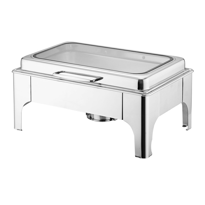 High Quality Stainless Steel Hydraulic Rectangle Buffet Dishes with Full Visible Cover
