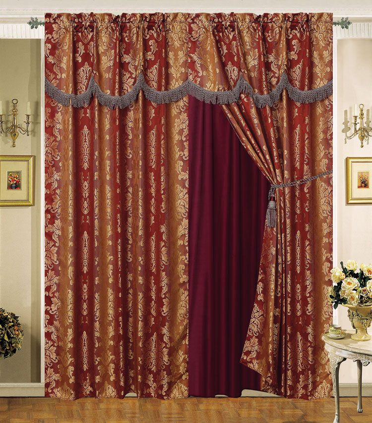 Luxury Jacquard Window Curtain with Lace Edge 02