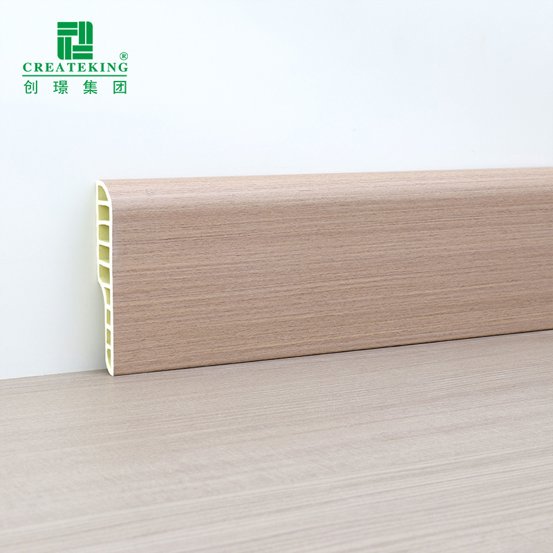 China Supplier OEM Premium 75*15mm Wood-Grain Plastic Skirting PVC Skirting Board