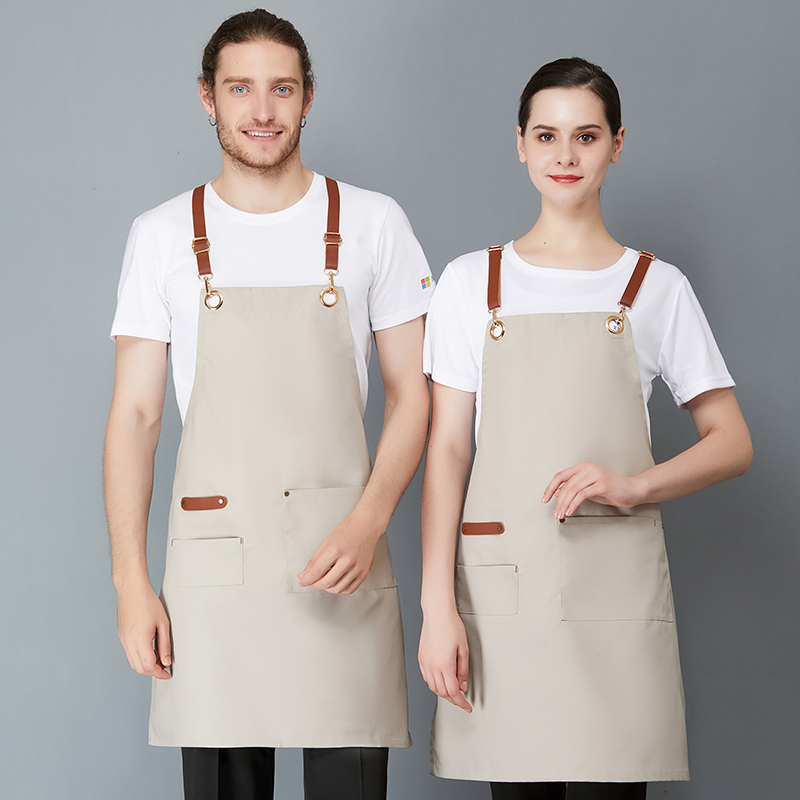 OEM Adjustable Long Short Leather Shoulder Straps Waiter Apron for Supermarket