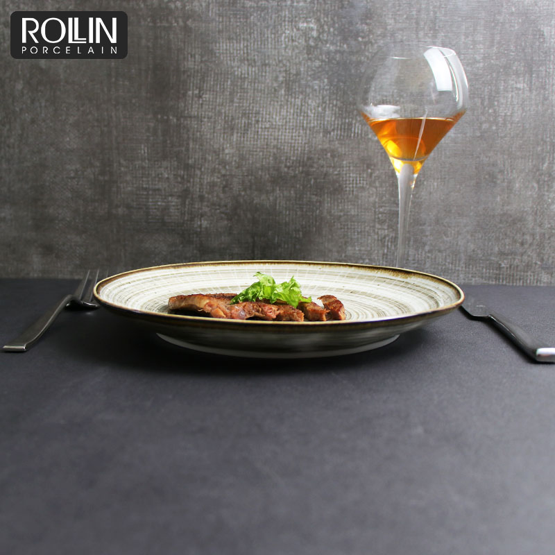 Rollin Porcelain Annul Ring Side Plates Dinnerware for Hotel and Restaurant