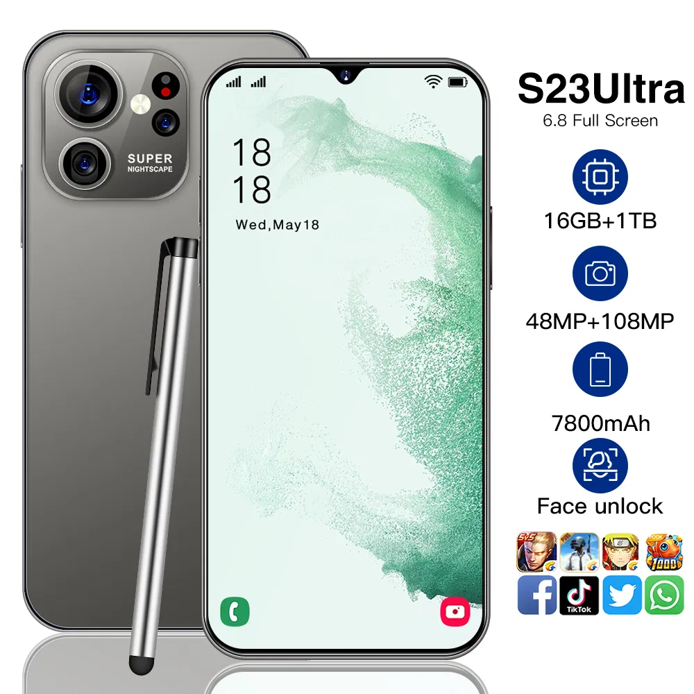Wholesale Factory Global Version Phone S23 Ultra 1tb Mobile Phone Android 6.8 HD Inch Smartphone