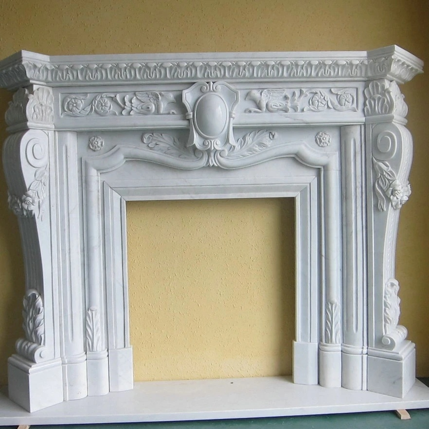 Indoor Freestanding Stone Mantel Fireplace