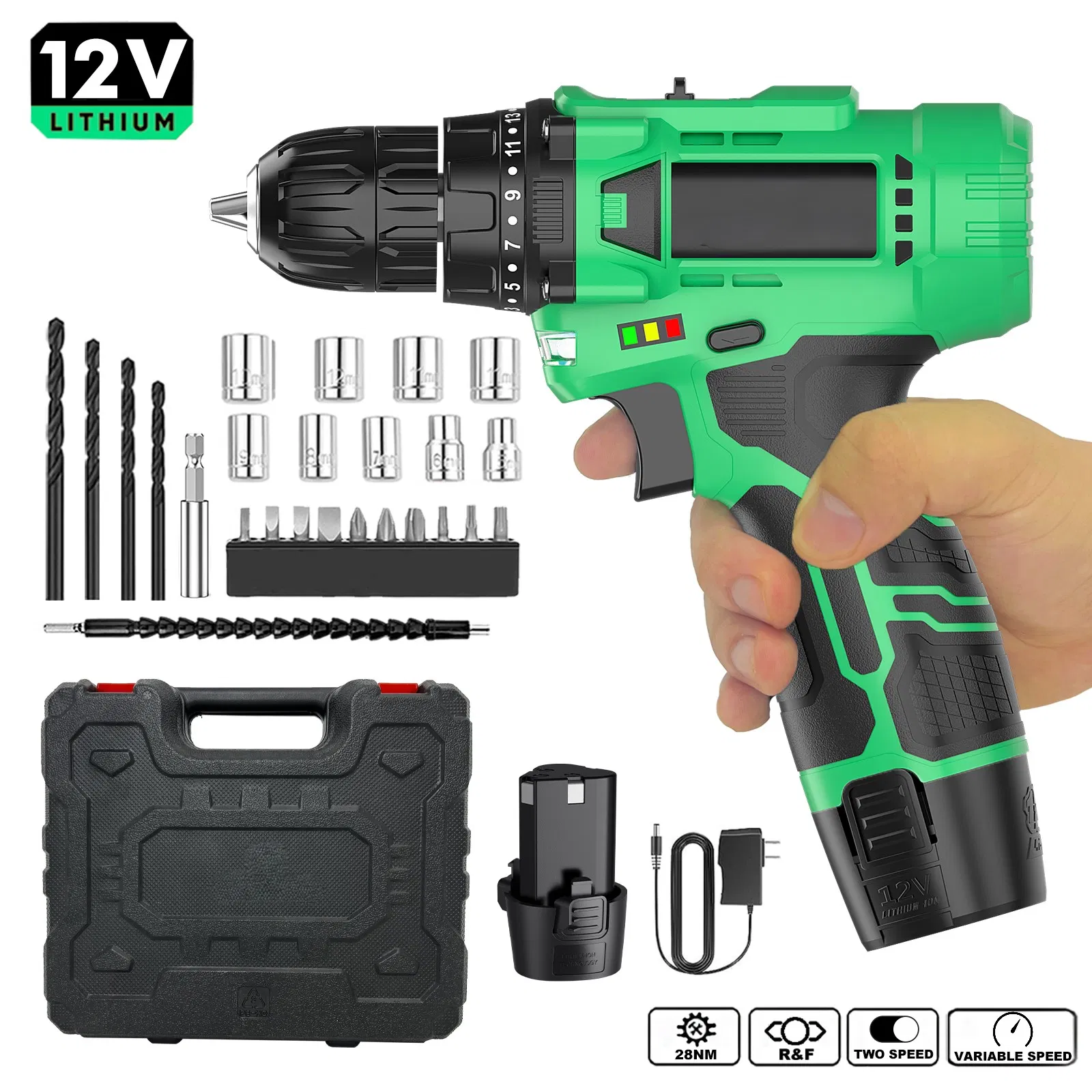 Аккумуляторная дрель-шуруповерт 12В с набором оснастки