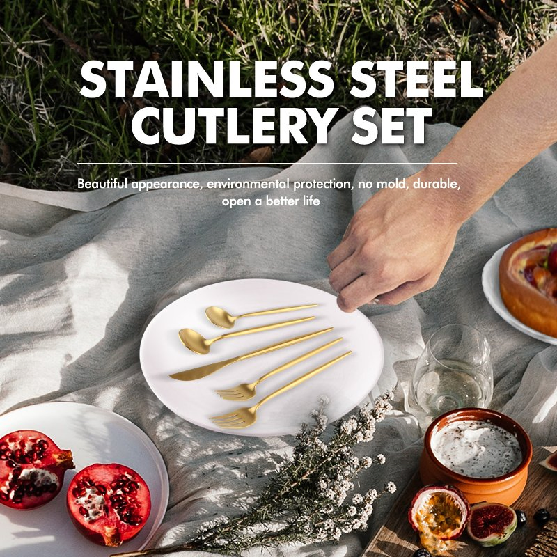Camping Outdoor Travel Stainless Steel Knife Spoon Fork Cutlery Set