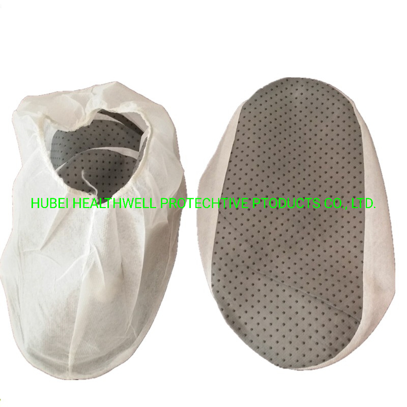 New Design Disposable Anti-Slip Nonwoven Shoe Cover with PVC Dots in Bottom