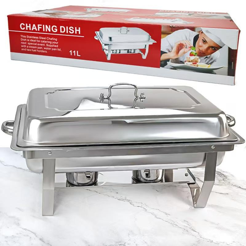 Direct Supply Tableware Hotel Cafeteria Alcohol Heating Insulation Stove Stainless Steel Thickened Chafing Dish Buffet Set