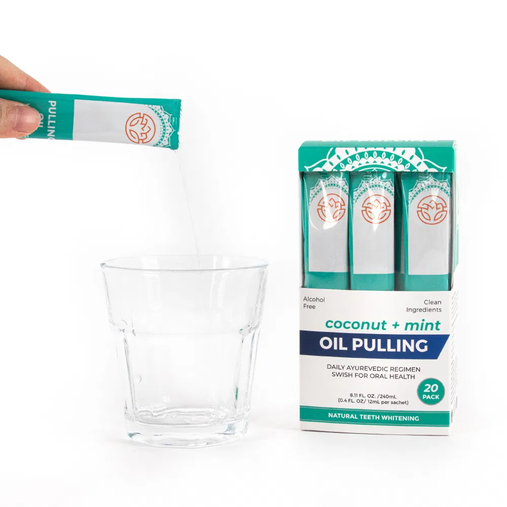 Natural Seed Oil Extract Oral Cleaning Mouth Wash 12mlx20 PCS Travel Size Mouthwash Sachet Coconut OEM