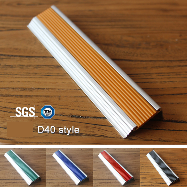 Aluminum Step Edge Anti-Slip Strip Rubber Insert Bullnose Stair Nose Trim Matt Silver Black Commercial Stair Nosing