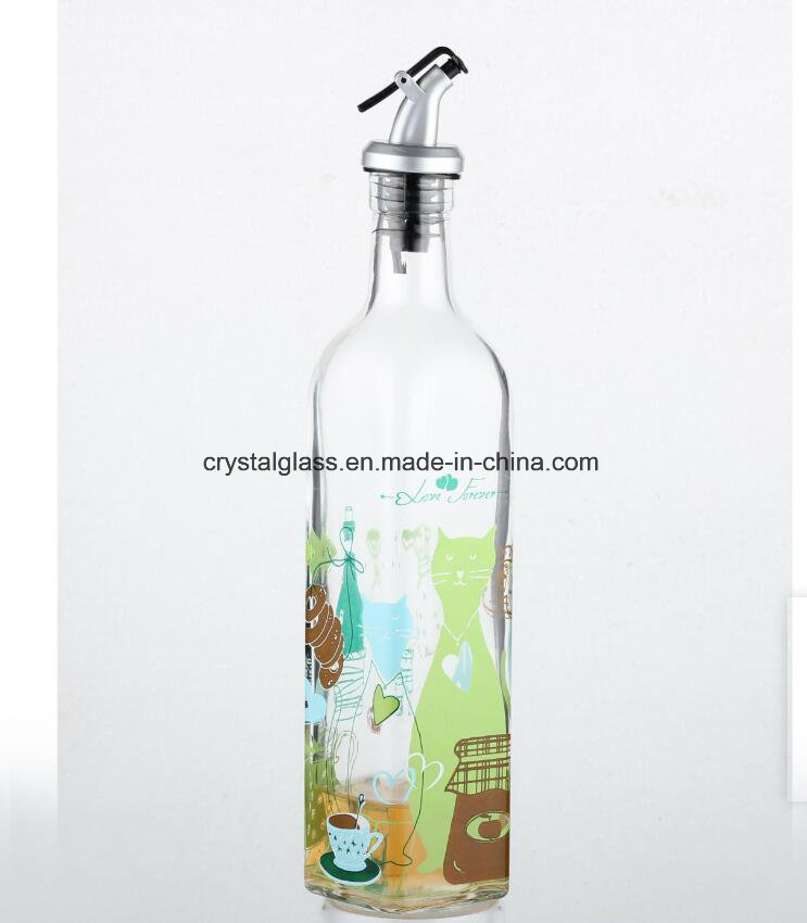 500ml Oil Dispenser Glass Bottle with Decoration