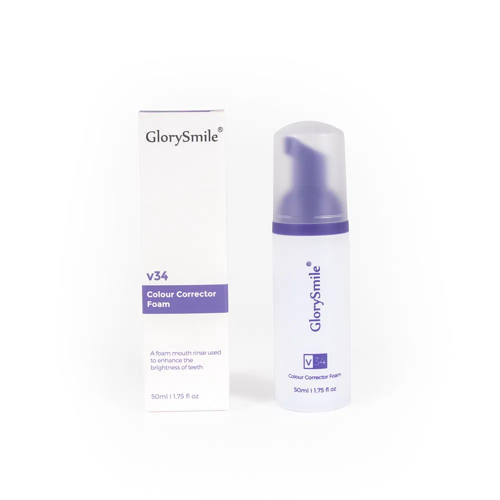 Wholesale 50ml Glorysmile V34 Flouride Free Purple Teeth Whitening Mousse Toothpaste