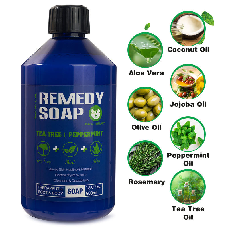 Private Label Natural Organic Body Wash Healing Cleansing Soap Tea Tree Oil Nourishing OEM Shower Gel for Soothes Itchy Skin