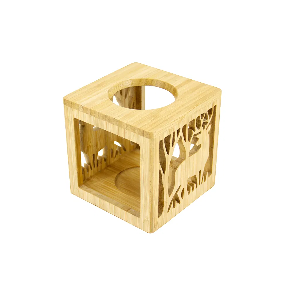 Lamp Candle Holder Made of Bamboo Homex BSCI with Two Ceramic Bowls