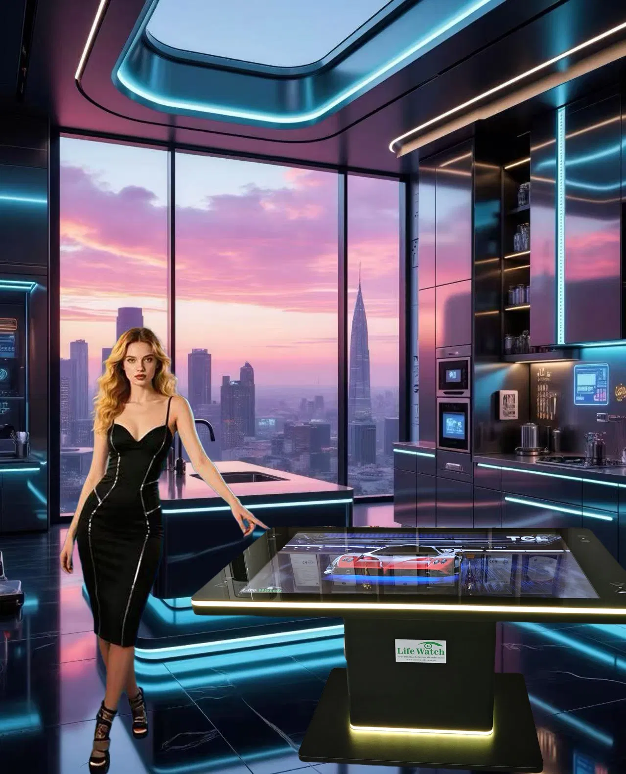 55-дюймовый интерактивный стол с Android, Windows и беспроводной зарядкой