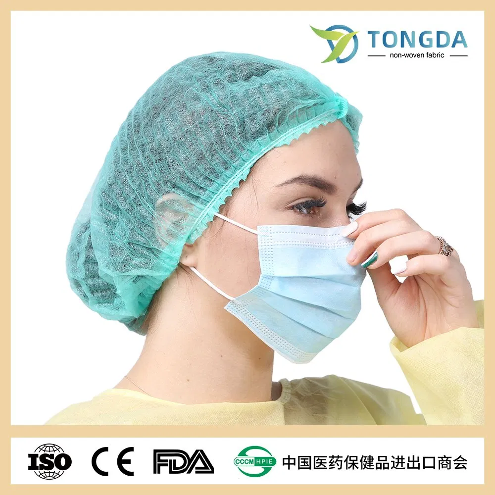 Disposable Pleated Mob Caps Colored Non-Woven Stretch Clip Caps