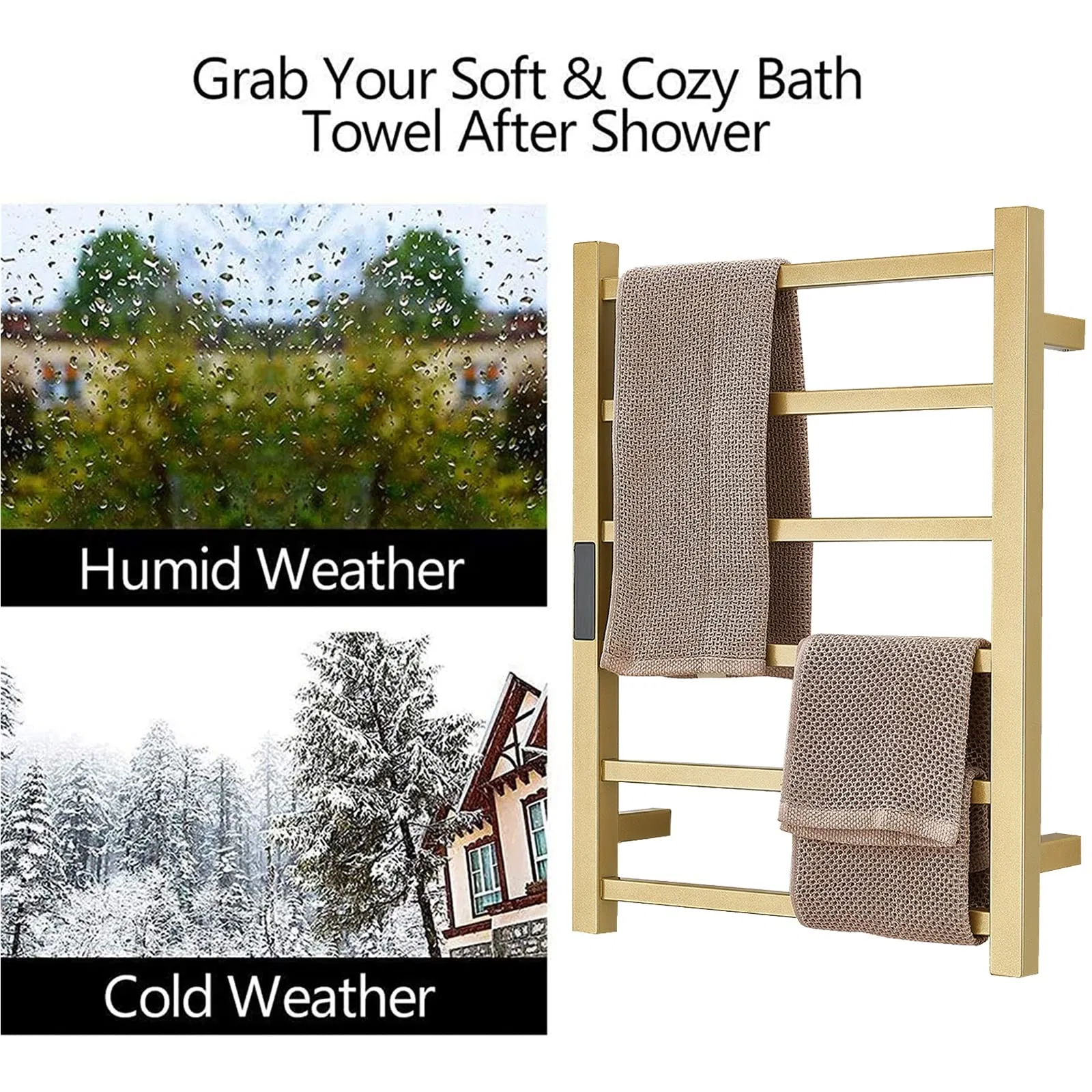 Настенный электрический полотенцесушитель золотистый