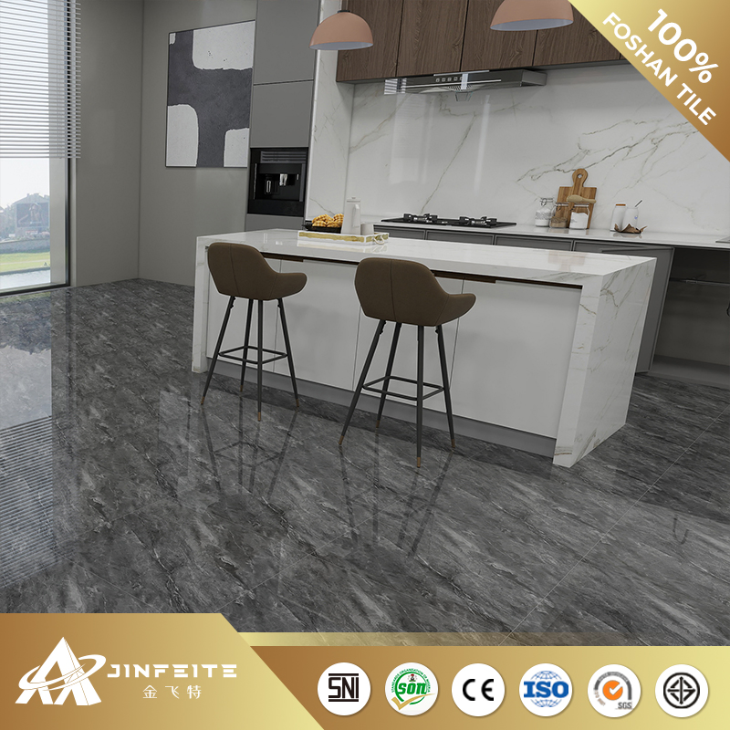 Dark Grey Glossy Surface Marble Tile Best Selling for Retail and Wholesale Foshan Factory
