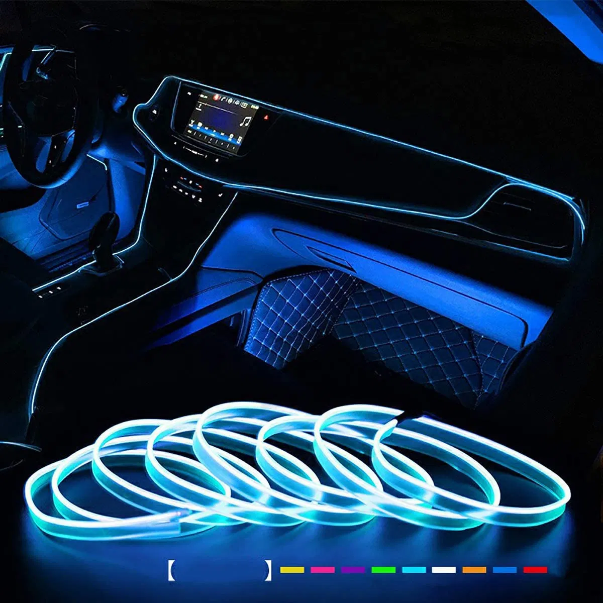 Светодиодная лента EL для авто, 5м, 10 цветов, USB