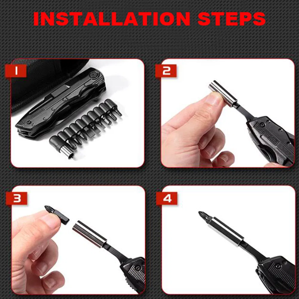 Мультитул с ножом и плоскогубцами, черное покрытие