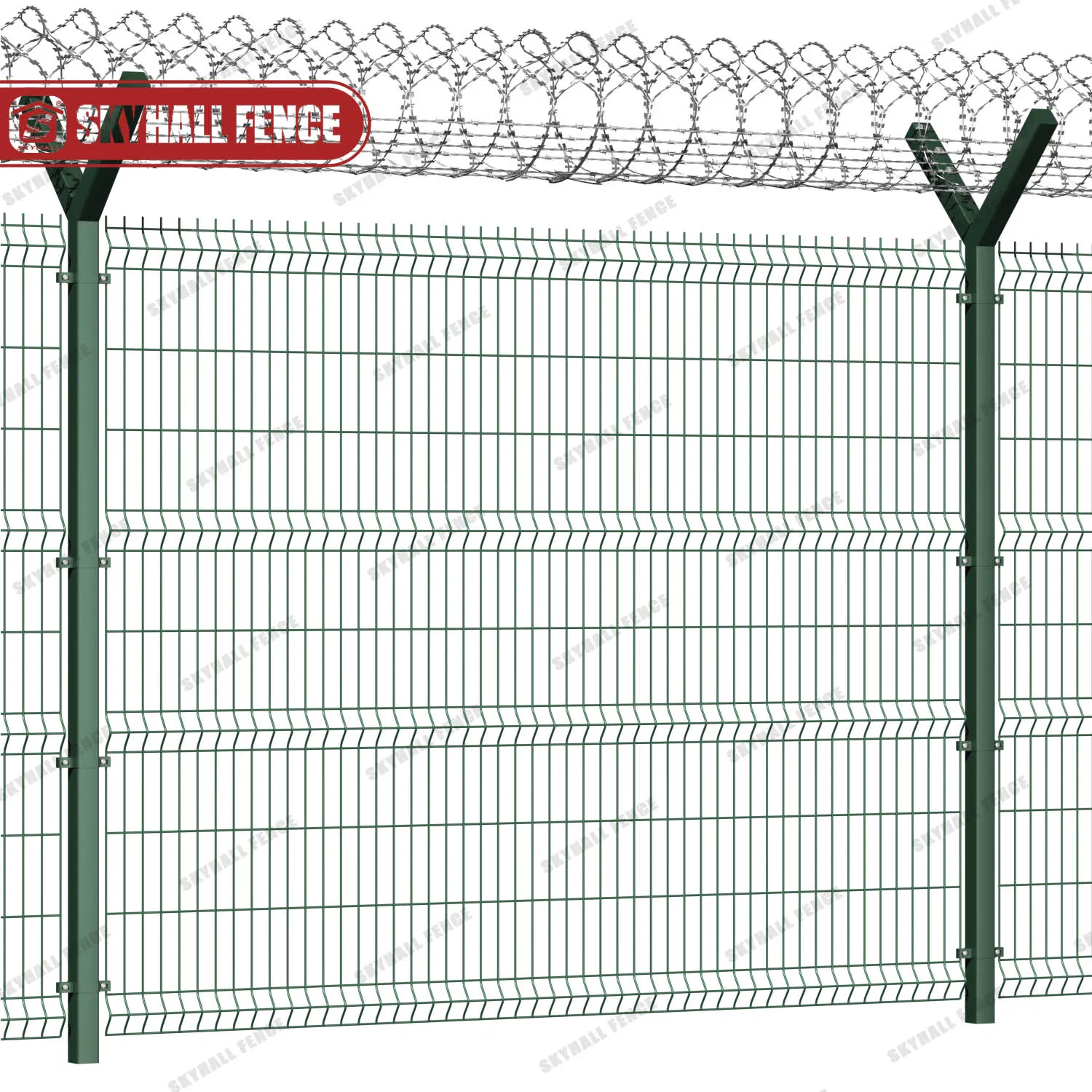 Anti-Climb Anti-Cut Welded Metal Airport Fence with Y Posts for Razor Wire Installation