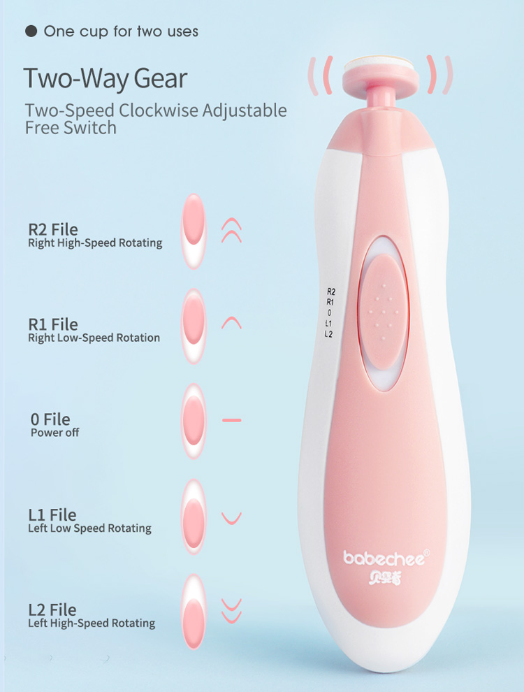 Baby Nail File Electric Nail Trimmer Toes Fingernails Care Trimmer with LED Light for Newborn
