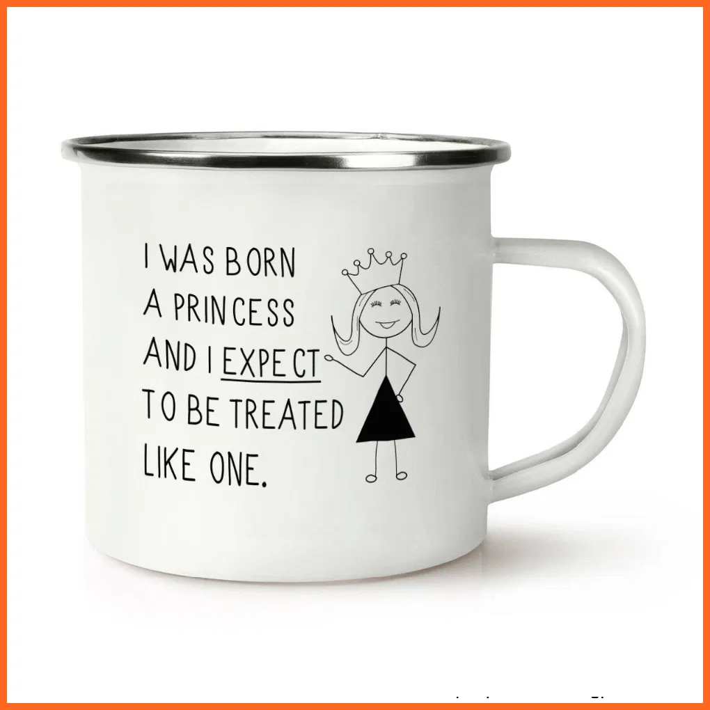 Silver Trim Enamel Metal Mug