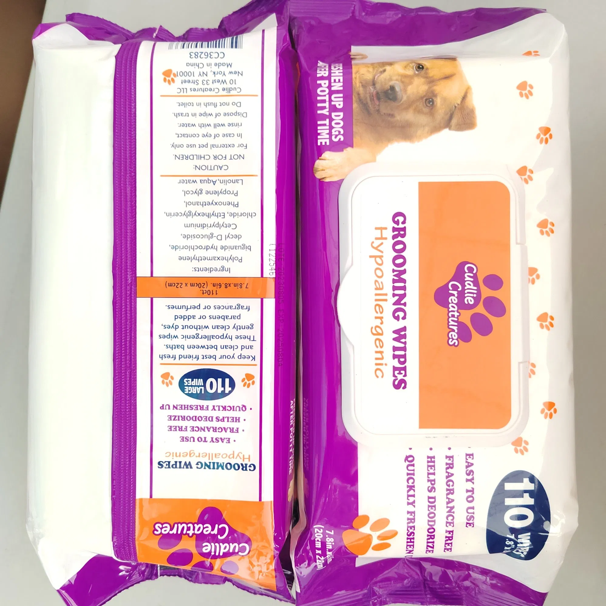 Pet Wet Wipes 110PCS Per Bag Cleansing Deodorizing Wipes Free Samples Antibacterial Pet Wet Wipes