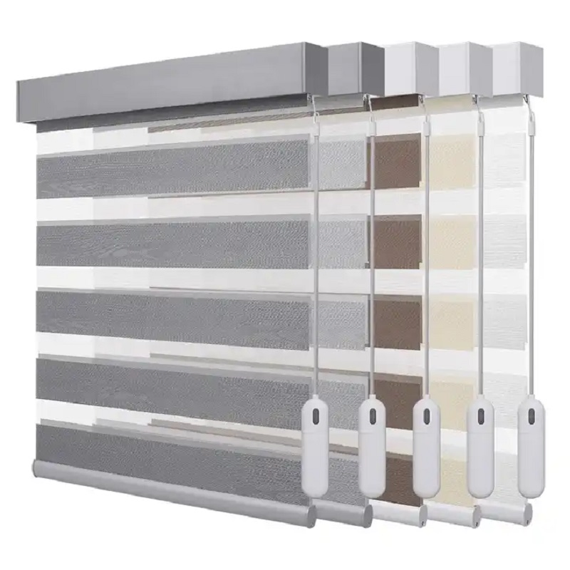 Motorized Blinds Darkening Dual Shade Electric Zebra Blinds Day and Night Bilinds