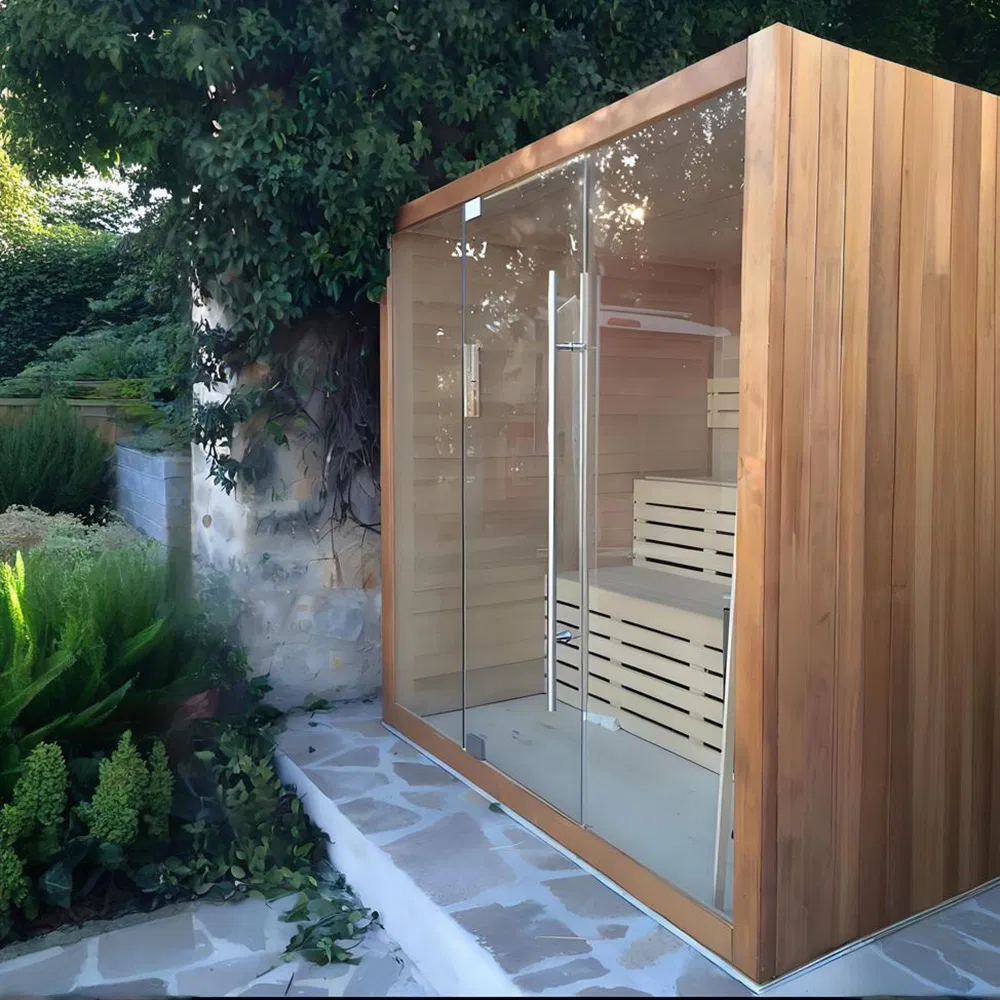 2-4 Person Sauna Wet Seam Solid Wood Sauna Room Outdoor Sauna Room Personal Use