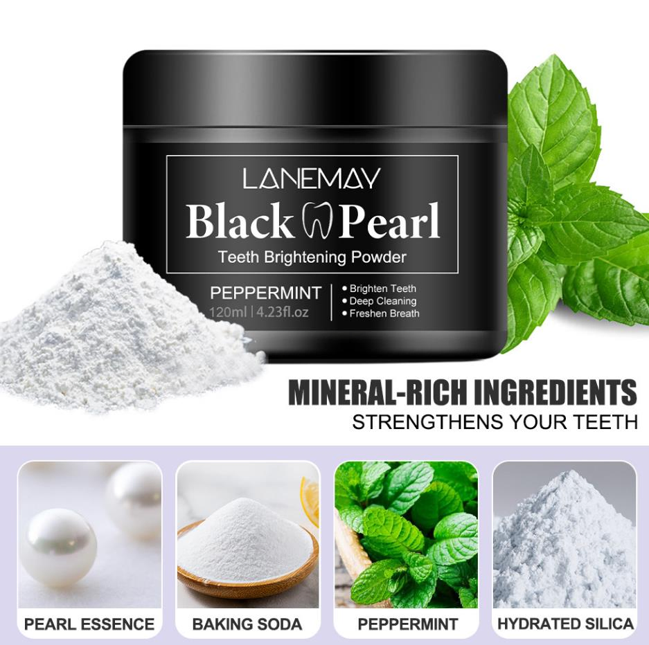 Black and Pearl Tooth Bleaching Powder Natural Organic Activated Bamboo Charcoal Teeth Whitening Powder Activated Charcoal Teeth Whitening Powder