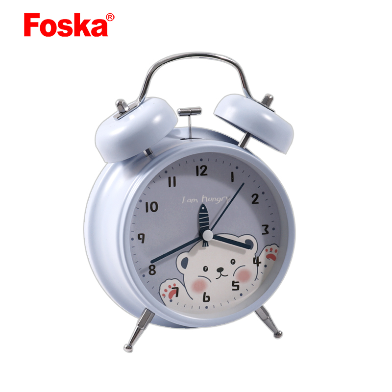 Foska Metal Color 4'' Digital Bell Alarm Clock with Light for Home Office