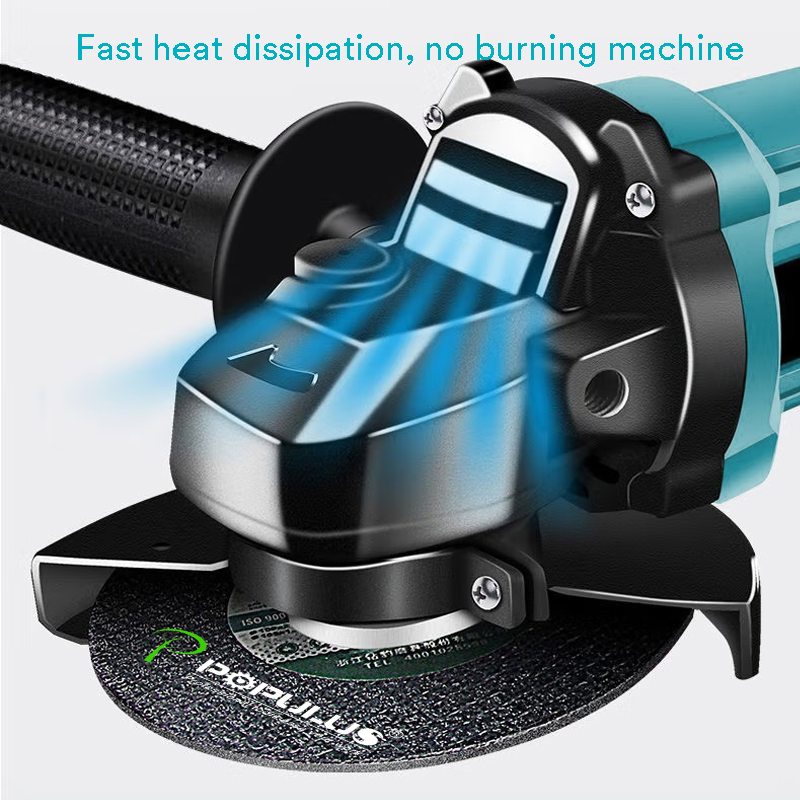 Populus Portable 20V Brushless Cordless Angle Grinder Variable Speed Cutting Polishing 100m/115mm Angle Grinder for Russian Market