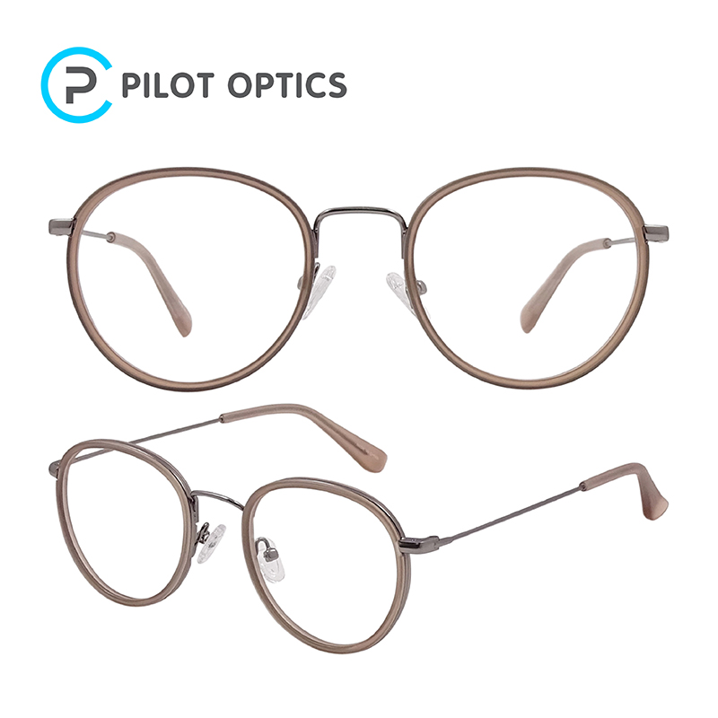 Handmade Classic Design Round Acetate Metal Optical Frames