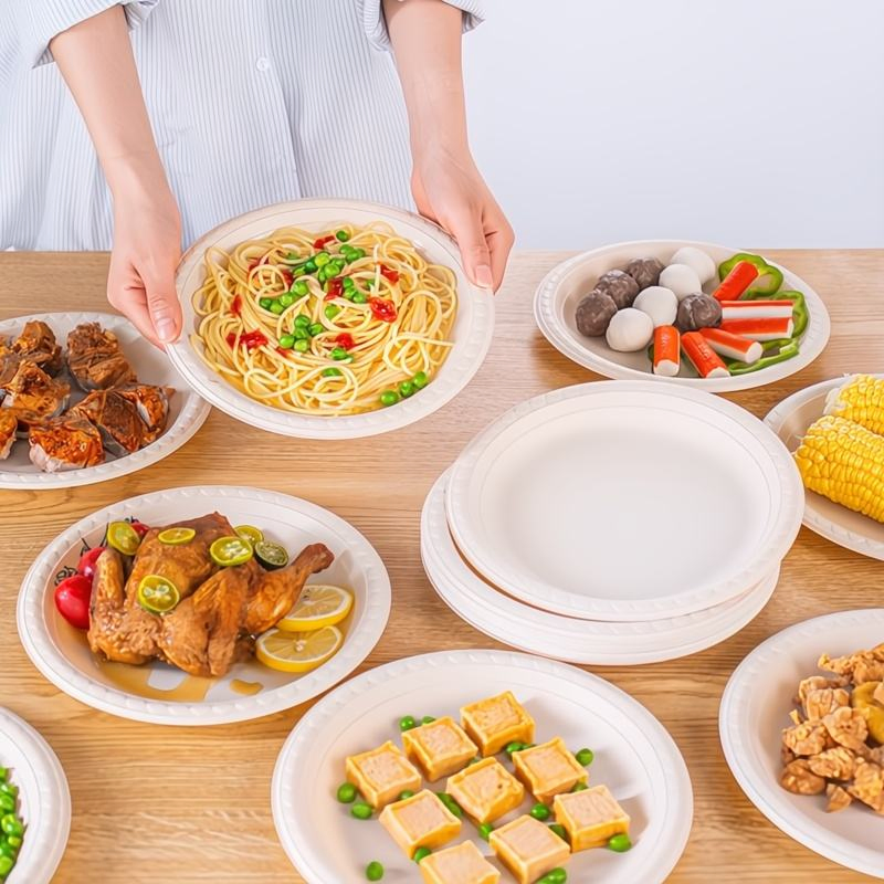 Round 10-Inch Bagasse Plate Sugarcane Container for Buffet Service with Raised Rim