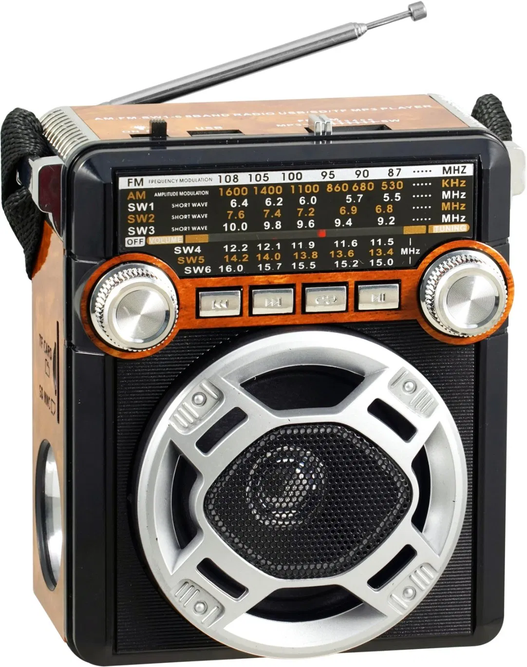 Rechargeable Professional Am/FM/Sw 3 Band Radio Portable Wireless Radio with Torch