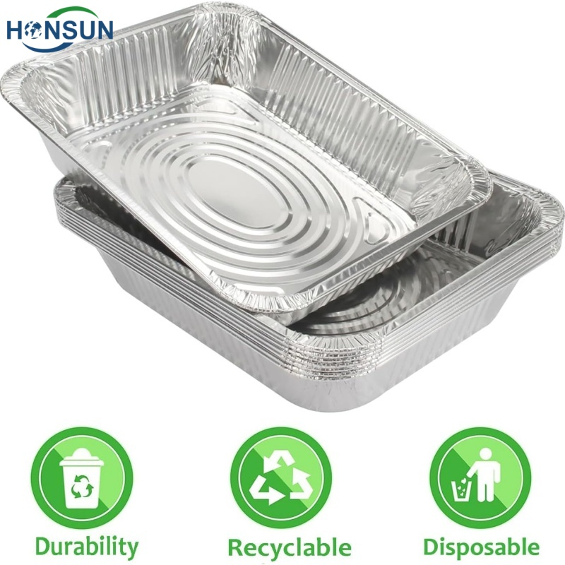 Half Size Shallow Medium Deep Heavy Duty Durable Disposable Grilling Roasting BBQ Food Storage Packaging Restaurant Catering Tray Aluminum Foil Container