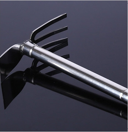 Premium Stainless Steel Dual-Head Garden Hoe and Rake Tool